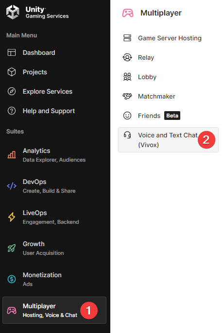 Ativando chat por voz com Unity Gaming Services